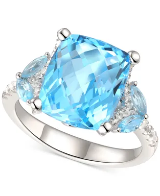 Blue Topaz (5 ct. t.w.) & White Topaz (1/4 ct. t.w.) Ring in Sterling Silver