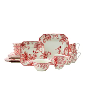 222 Fifth Christmas Lane Red 16 Pc. Dinnerware Set, Service for 4