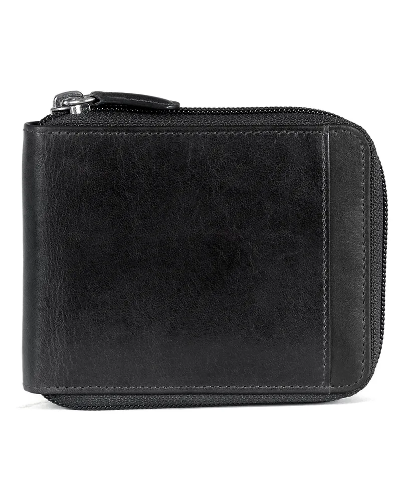 Mancini Casablanca Collection Men's Rfid Secure Center Zippered Wallet with Removable Passcase