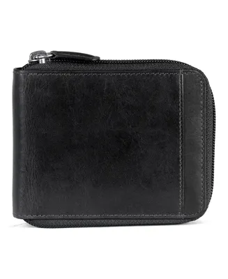 Mancini Casablanca Collection Men's Rfid Secure Center Zippered Wallet with Removable Passcase