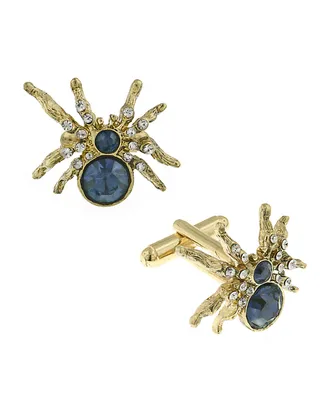 1928 Jewelry 14K Gold Plated Crystal Spider Cufflinks