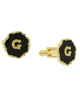 1928 Jewelry 14K Gold-Plated Enamel Initial Cufflinks