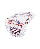 Xia Home Fashions Star Spangled Embroidered Cutwork Table Runner