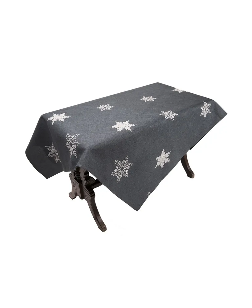 Xia Home Fashions Glisten Snowflake Embroidered Christmas Tablecloth