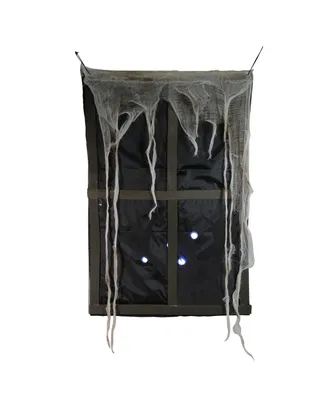 Northlight Lighted Ghostly Faux Window with Sound and Tattered Curtain Halloween Decoration