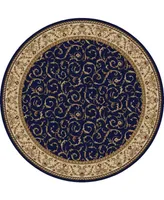 Closeout! Km Home 1599/1555/Navy Pesaro Blue 5'3" x 5'3" Round Area Rug