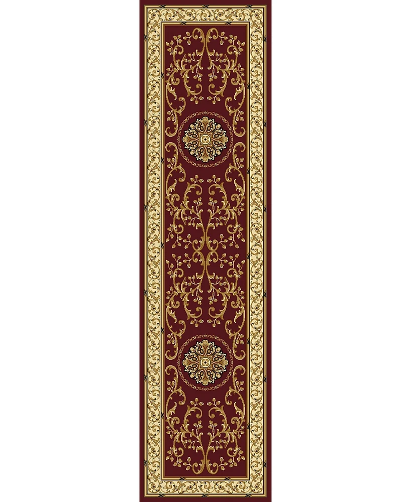 Closeout! Km Home 1419/1334/Burgundy Navelli Red 2'2" x 8' Runner Rug
