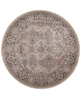 Closeout! Km Home 3802/0034/Beige Gerola Beige 5'3" x 5'3" Round Area Rug