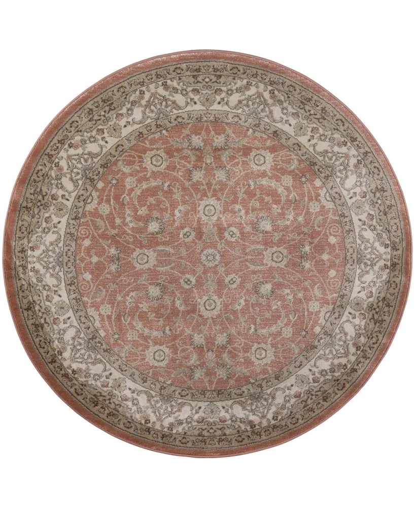 Closeout! Km Home 3810/0024/Terracotta Gerola Red 5'3" x 5'3" Round Area Rug