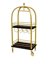 Godinger Luggage Bar Cart Large Gold