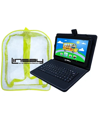Linsay New 10.1" Tablet Octa-Core 128GB storage with Exclusive Black Leather Keyboard and Backpack Newest Android 13