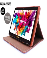 Linsay New 10.1" Tablet Octa Core 128GB Bundle with Leather Case Newest Android