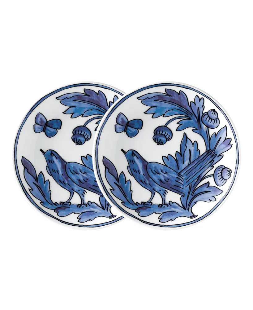 Twig New York Blue Bird 7" Appetizer Plates - Set of 2