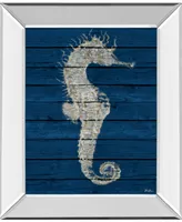 Classy Art Antique Seahorse on Blue I by Patricia Pinto Mirror Framed Print Wall Art - 22" x 26"