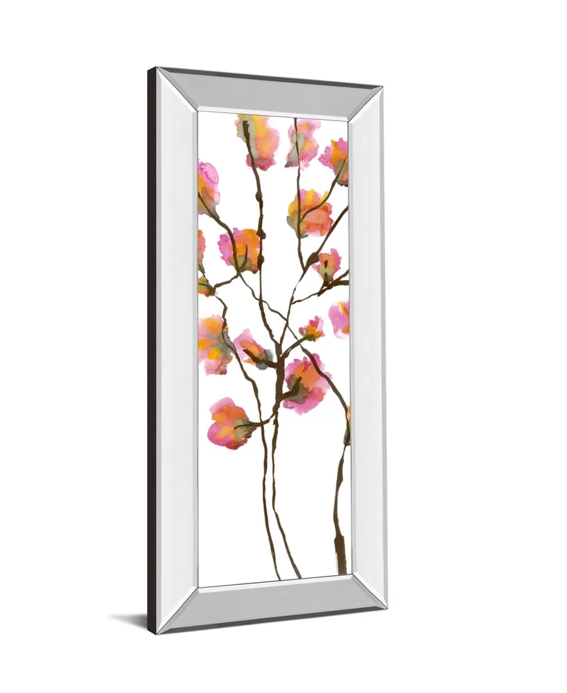 Classy Art Inky Blossoms I by Deborah Velasquez Mirror Framed Print Wall Art - 18" x 42"