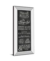 Classy Art House Rules by Susan Ball Mirror Framed Print Wall Art - 18" x 42"