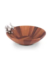 Vagabond House Wood Salad Serving Bowl with Pewter Crab