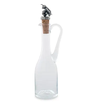 Vagabond House Hand-Blown Cruet Glass Bottle with Cork Stopper and Solid Pewter Bee Honey, Oil, Salad Dressing Bottle