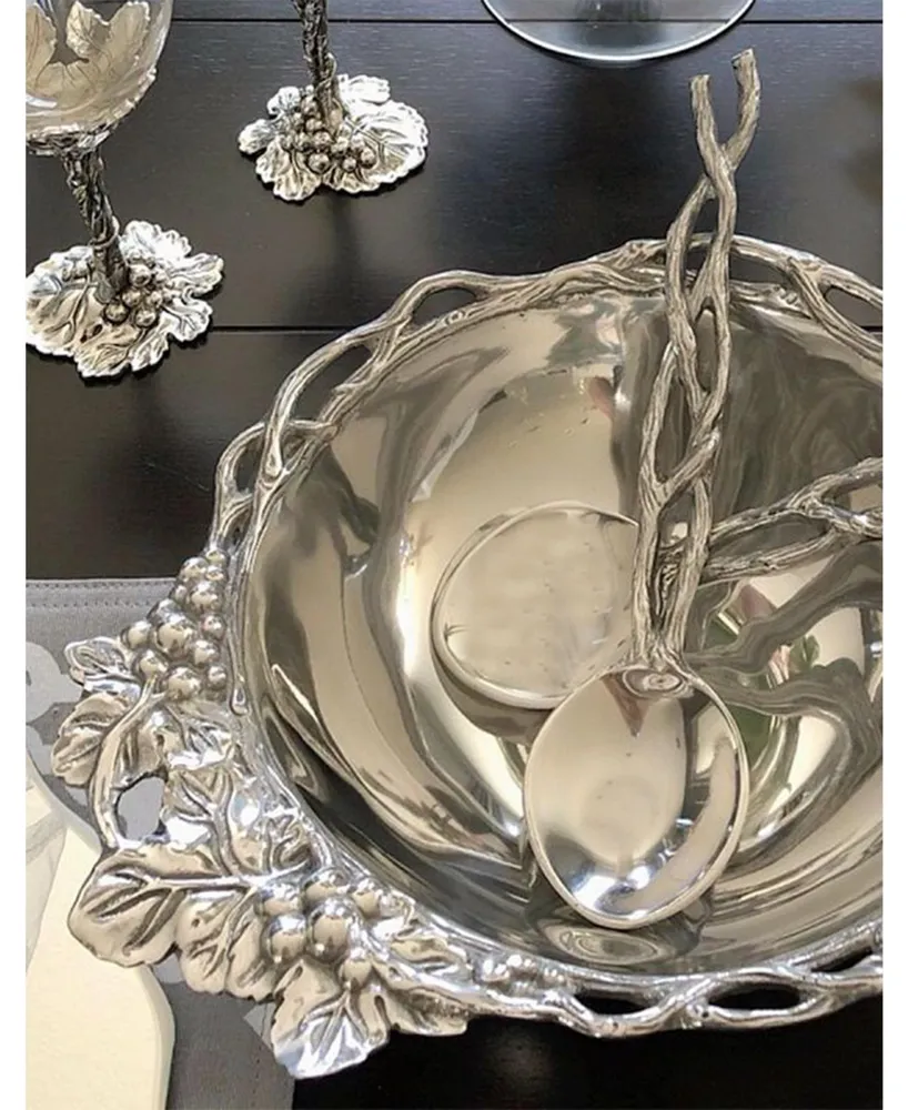 Arthur Court Designs Aluminum Grape Open Vine Salad Bowl and Servers 3-Pc