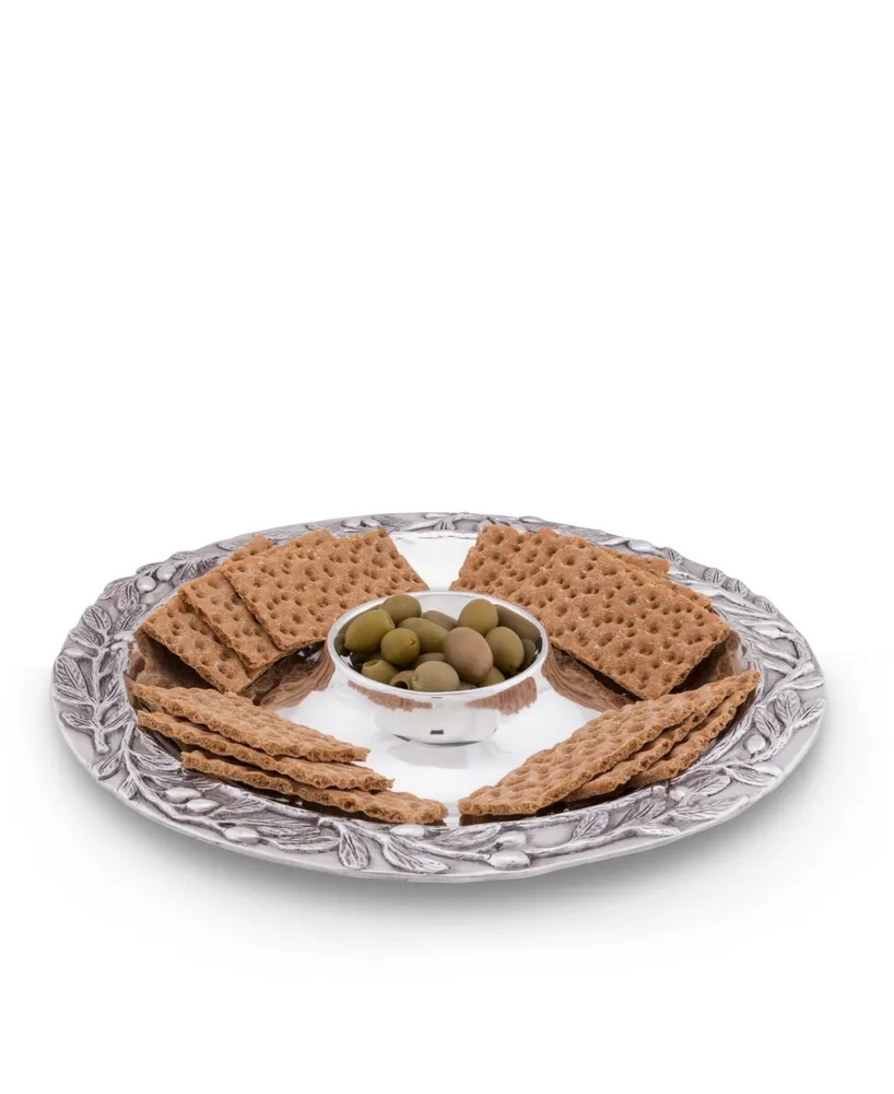 Arthur Court Sand-Cast Olive Pattern Aluminum Large Chip and Dip Tray