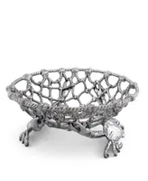 Arthur Court Fruit Centerpiece Basket "Crab and Net" Ocean, Seacoast Aluminum Hand Polished