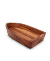 Arthur Court Acacia Wood Serving Bowl for Fruits or Salads Boat Shape Style Large Wooden Single Bowl