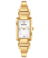 Bulova Women's Diamond-Accent Gold-Tone Stainless Steel Bangle Bracelet Watch 18x33mm