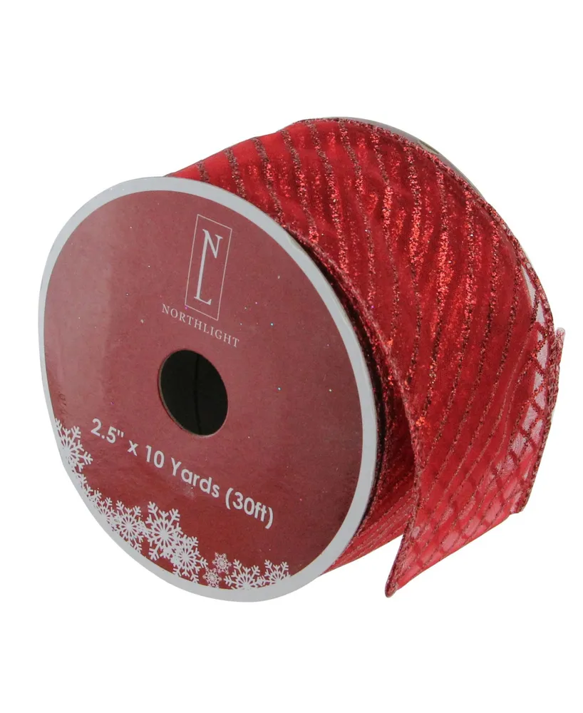 Northlight Pack of 12 Red Wired Christmas Craft Ribbon Spools - 2.5" x 120 Yards Total