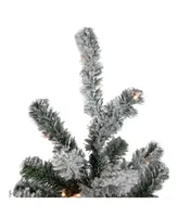 Northlight 4.5" Pre-Lit Flocked Natural Emerald Artificial Christmas Tree - Warm Clear Lights