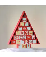 Northlight 14" Rustic Red and White Christmas Tree Shaped Advent Calendar Decoration