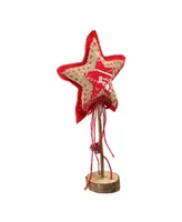 Northlight 15" Country Rustic Red and Brown Star with Bells Christmas Tabletop Decoration