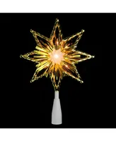 Northlight 8" Retro Gold Tinsel 8-Point Star Christmas Tree Topper - Clear Lights