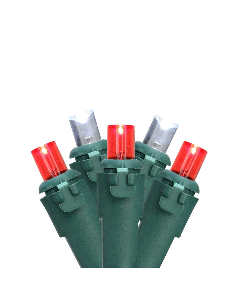 Northlight Set of 50 Red and White Led Wide Angle Christmas Lights on Green Wire