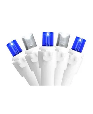 Northlight Set of 50 Blue and White Led Wide Angle Christmas Lights - White Wire