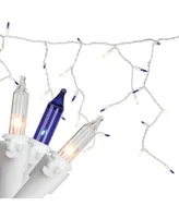 Northlight Set of 100 Blue Clear Mini Icicle Incandescent Christmas Lights 3" Spacing - White Wire