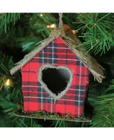 Northlight 5.25" Red Plaid Christmas Birdhouse Ornament with Heart Shaped Door