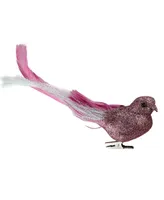 Northlight 8" Plum Pink Clip-On Glittered Bird Christmas Ornament Decorations