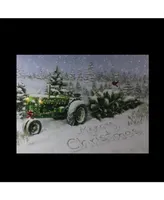 Northlight Fiber Optic and Led Lighted Merry Christmas Tractor Canvas Wall Art 12" x 15.75"