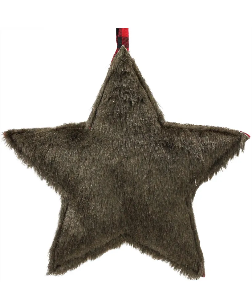 Northlight 11.25" Brown Faux Fur Star Christmas Ornament Decoration