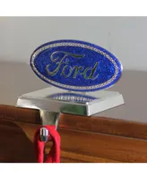 Northlight 5" Iconic "Ford" Logo Silver Plated Weighted Christmas Stocking Holder