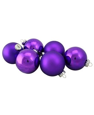 Northlight 6-Piece Shiny and Matte Purple Glass Ball Christmas Ornament Set 3.25" 80mm