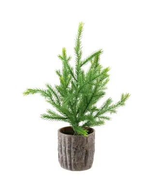Northlight 12" Artificial Pine Christmas Tree In Faux Wooden Pot