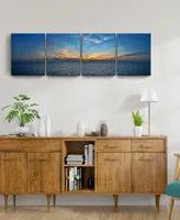 Ready2HangArt Bahamas Sunset 4 Piece Wrapped Canvas Coastal Wall Art Set, 20" x 64"