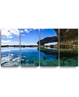 Ready2HangArt Aqua Rocks 4 Piece Wrapped Canvas Coastal Wall Art Set, 24" x 48"