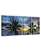 Ready2HangArt Niue Sunset Iii 4 Piece Wrapped Canvas Coastal Wall Art Set, 24" x 48"