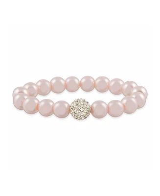 Macy's Pink Imitation Pearl with a Crystal Stretchy Bracelet