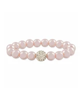 Macy's Pink Imitation Pearl with a Crystal Stretchy Bracelet