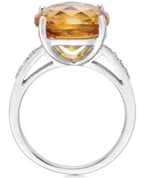 Citrine (7 ct. t.w.) & Diamond (1/10 ct. t.w.) Statement Ring in Sterling Silver