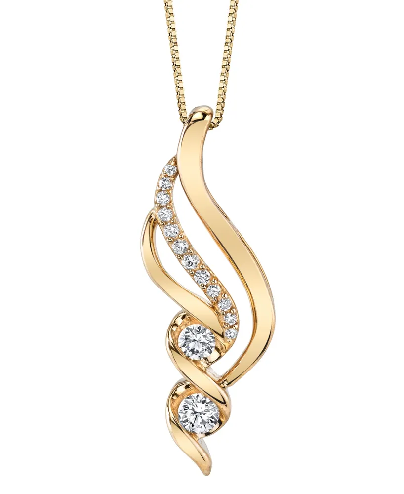 Diamond (3/8 ct. t.w.) Swirl Pendant in 14k Yellow Gold