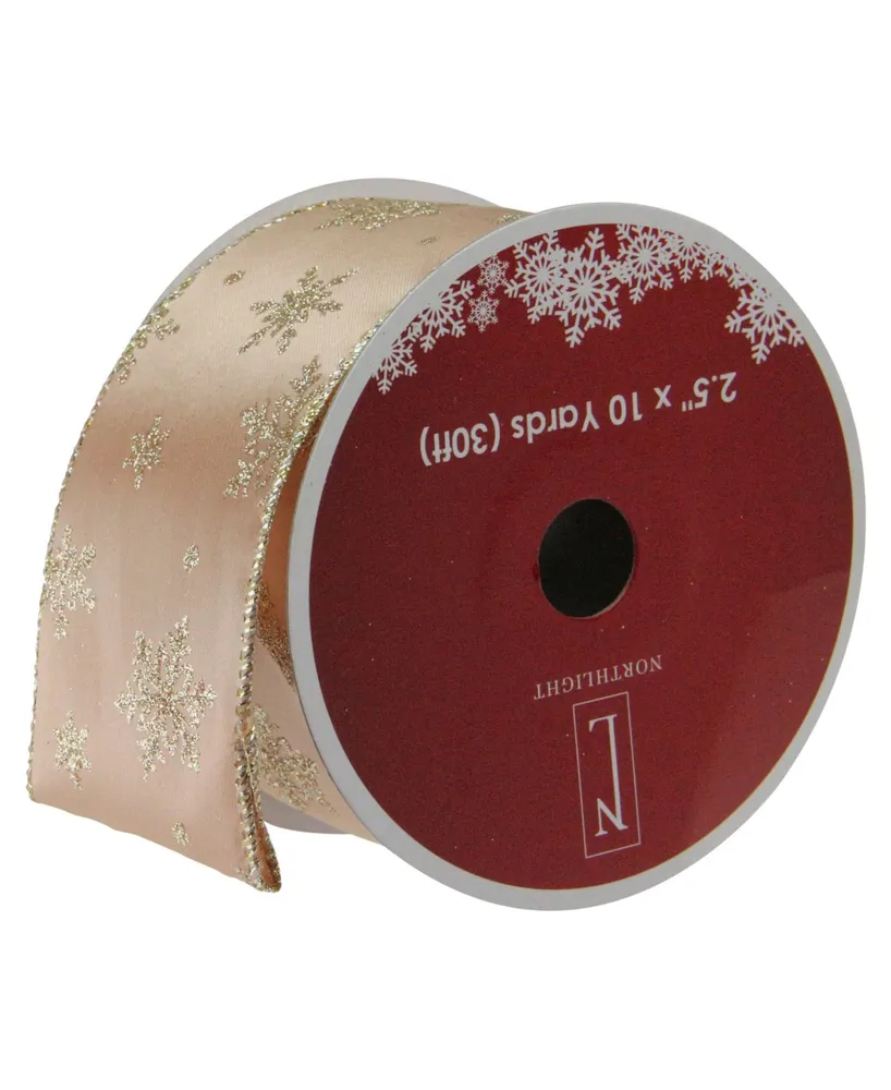 Northlight Sparkling Gold Stars Wired Christmas Craft Ribbon 2.5" x 10 Yards